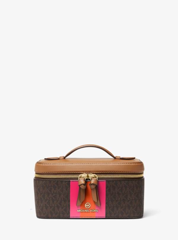 Damske Cestovné Tašky Michael Kors Medium Logo Stripe Trunk Travel Case Ruzove - Kabelky Michael Kors Slevy | LWXSH-1687